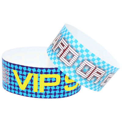 Des bracelets Tyvek légers imprimés sur mesure avec logo blanc rouge bleu couleur complète
