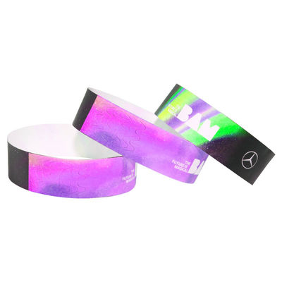Des bracelets en papier imprimé sur mesure durables pour les événements blanc bleu léger