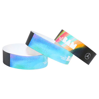 Des bracelets pour événements en papier Tyvek bleu rouge étanche taille réglable