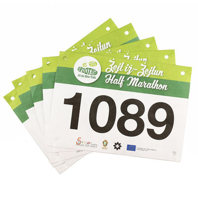 Numéros de bibles de course Tyvek personnalisés Impression à écran rectangulaire pour marathon