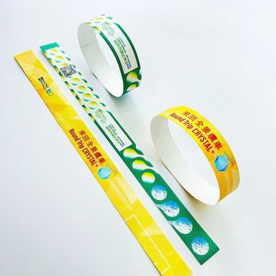 Couleur complète Snap Fermeture tyvek bracelets papier imperméable Numérotation séquentielle Barcode