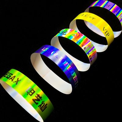 Vente à chaud Poignet de parc aquatique Glitter Brillant Bracelet de papier laser brillant Pour les événements d'adultes et d'enfants élégants