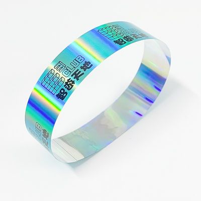 Fabrique en gros Laser Glitter Flash Bracelet personnalisé Logo de code à barres Bracelet en papier pour les événements