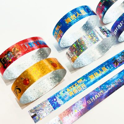 Vente à chaud brillant Laser Glitter bracelet promotionnel imperméable à l'eau Bracelet en papier laser Événements pour adultes et enfants Bracelet d'entrée