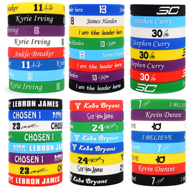 Des bracelets en silicone imprimés sur mesure Jeux de basket-ball Star Ball Promotion Multi-Colour Night Glow Luminous Silicone Band