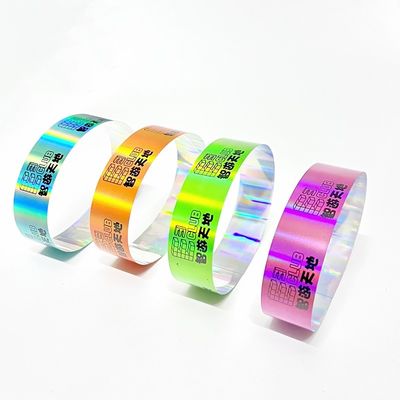 Fabrique en gros Laser Glitter Bracelet Neon Couleur Rainbow Laser Logo de code à barres Brillant Bracelet en papier laser Pour l'événement