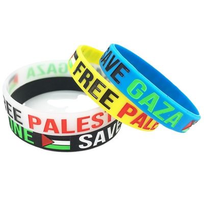 Slogan Mot de passe Bracelets en silicone imprimés Drapeau personnalisé Libéré Palestine Sauvez Gaza Souvenir Bracelets en silicone