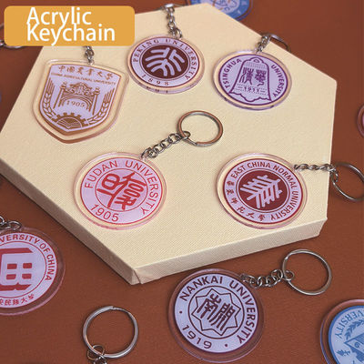 Fête d'école personnalisée Jour cadeau porte-clés acrylique avec anneau métallique cadeau emblème de l'école symbole porte-clés acrylique