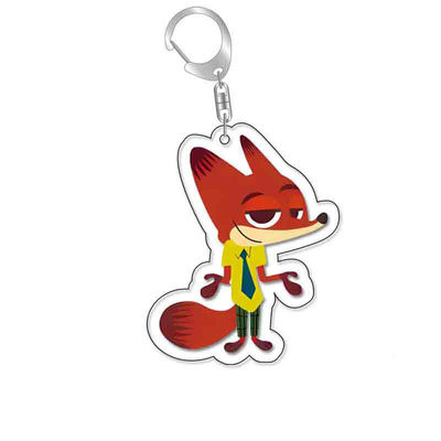 Zootopia Souvenir Imprimé Charmes Acryliques porte-clés avec anneau métallique et design à la mode