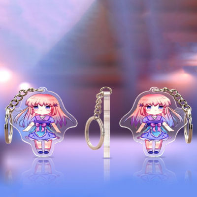 Modèle d'usine Clairement imprimé porte-clés acrylique Cute Cartoon Character Idol Ringe métallique durable Charmes porte-clés acrylique
