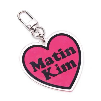 Fabrique personnalisée cœur euraméricain porte-clés acrylique image porte-clés anneau couple amoureux cœur mots texte porte-clés imprimé