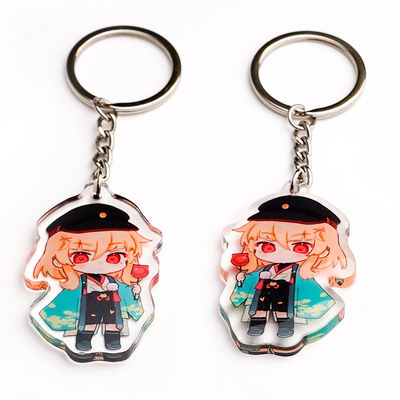 Fabricant modèle porte-clés acrylique imprimé personnage de dessin animé mignon anneau métallique durable charme porte-clés acrylique
