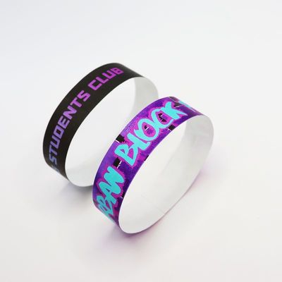 Logo personnalisé Tyvek Bracelets en papier imperméable à l'eau Bracelet d'impression en couleur avec fermeture rapide