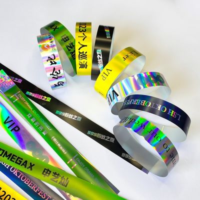 Fabrication personnalisée Bracelets VIP Brillant Laser Glitter Concert Festival de musique Bracelets d'activité de fête Pour adultes enfants