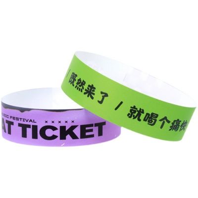 Bracelets de numérotation séquentielle sur papier personnalisé réglable Bracelets de numérotation séquentielle sur papier tyvek imperméable Bracelets de papier tyvek pour événement de festival