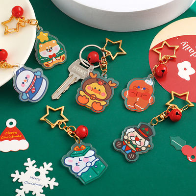 Chaîne de clés de Noël personnalisée avec anneau métallique et impression transparente de bonhomme de neige