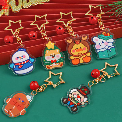 Homme de neige de Noël imprimé porte-clés acrylique porte-clés pour décoration de fête