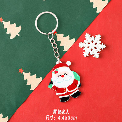 Festival de Noël porte-clés acrylique avec anneau métallique et charmes mignons de bonhomme de neige