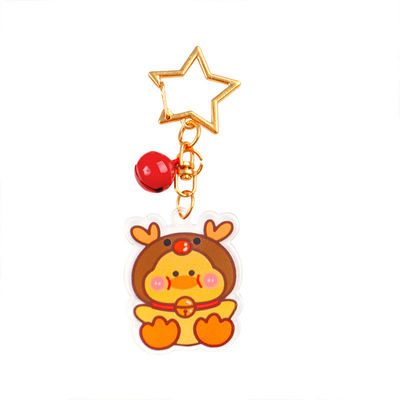 Festival de Noël porte-clés personnalisé acrylique porte-clés transparent Cartoon mignon Festival de Noël Homme de neige Charmes porte-clés