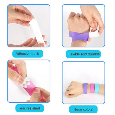 Tyvek personnalisé réglable Bracelet de festival imperméable VIP Entrée d'entrée Bracelet en papier