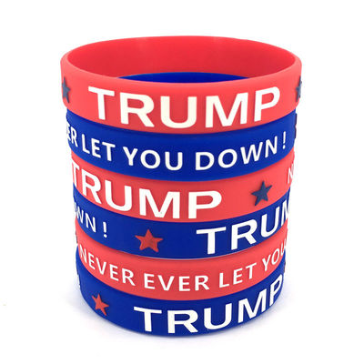 Événement publicitaire Bracelet personnalisé Trump Bracelets en silicone avec impression par transfert thermique