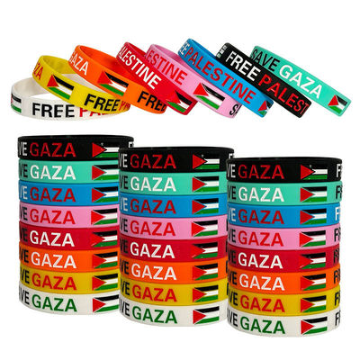 Des bracelets imprimés en silicone, un slogan, un mot de passe, des bracelets personnalisés, un drapeau, une Palestine libre, un souvenir, des bracelets en silicone.