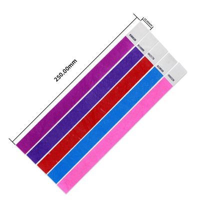 Impression en couleur réglable Tyvek Bracelets en papier pour une sécurité améliorée de l'événement Numérotation séquentielle Codage à barres inclus