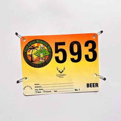Marathon adulte Tyvek Bib avec conception imperméable à l'eau personnalisée en blanc rouge bleu