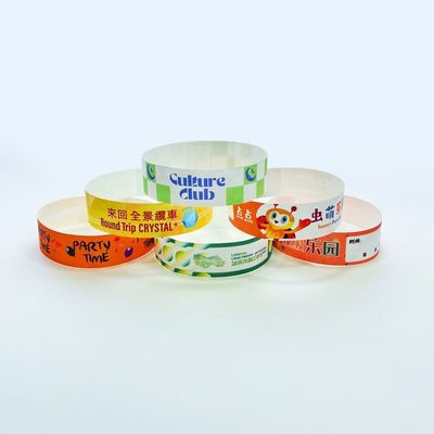 Vente en gros d'événements jetables Tyvek Bracelets d'impression de logo coloré Bracelets en papier étanche