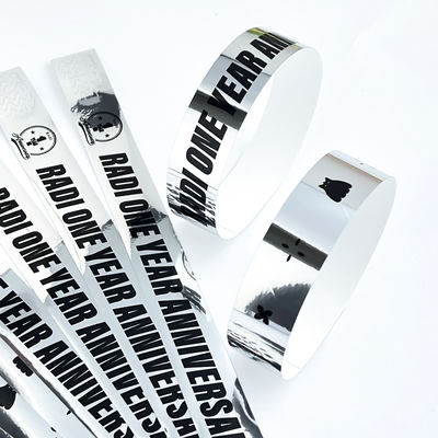 Bracelets holographiques argentés pour adultes et enfants - MOQ 100 pièces - Texte du logo personnalisable